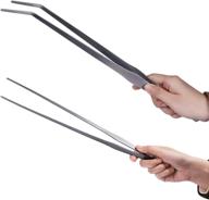🐠 firesteed extra long handle aquarium tweezers serving tongs feed clamp set – 2 pack stainless steel straight and curved tweezers, 15 inchs – ideal for fish tank plants & reptile feeding tongs logo