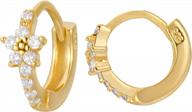 18k gold plated sterling silver gem flower clicker mini cartilage hoop earrings cz paved tiny huggie hoops logo