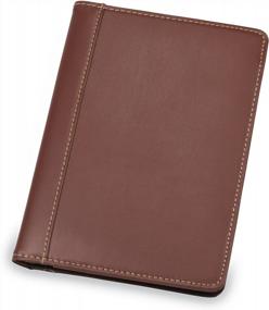 img 4 attached to Brown/Tan Junior Size Leather Portfolio With Contrast Stitching, Includes 5 Inch X 8 Inch Writing Pad By Samsill