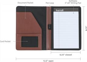 img 2 attached to Brown/Tan Junior Size Leather Portfolio With Contrast Stitching, Includes 5 Inch X 8 Inch Writing Pad By Samsill
