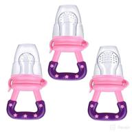 🍼 3 pack baby food feeder: reusable silicone nipple teething toy for soothing aching gums - pink logo