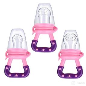 img 4 attached to 🍼 3 Pack Baby Food Feeder: Reusable Silicone Nipple Teething Toy for Soothing Aching Gums - Pink