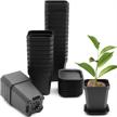 foxany 3 nursery pot - 30 pcs thick plastic plants square flower planting seedling starting with saucers, black logo