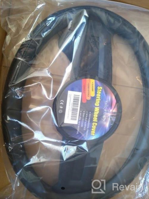 img 1 attached to Drive In Comfort With Valleycomfy Universal 15-Inch Leather Steering Wheel Cover (Black With Anti-Slip Features And Odor-Free Material) review by Chris Horton