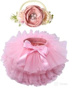 img 4 attached to Soft Tulle Bloomers Set: Baby Girls Tutu Skirt with Diaper Cover, Headband | 6M-3T