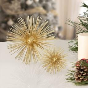 img 1 attached to 7-Inch Metal Torre & Tagus Gold Sphere Decor Spike Tabletop Geometric Starburst 3D Shelf Accent Mid Century Modern Urchin Sculpture Home Decoration