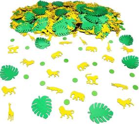 img 4 attached to 🐯 1500PCS Safari Animal Confetti Set - Jungle Theme Table Confetti, Zoo Animal Shaped Confetti perfect for Wild One Baby Shower Birthday Party Supplies and Decorations