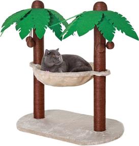img 4 attached to Natural Sisal Cat Scratching Post Hammock – Coconut Tree 🐱 Design, Indoor Outdoor, Cat Scratcher and Bed for Kittens and Adults