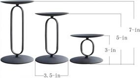 img 3 attached to Christmas Black Pillar LED Candle Holders Set Of 3 Iron Candelabra - 3.5" Diameter Round