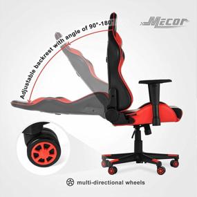 img 2 attached to Rev Up Your Gaming Experience With Mecor'S High-Performance Racing Chair – Adjustable And Comfortable In Sleek Red PU Leather!
