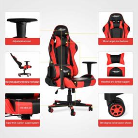 img 3 attached to Rev Up Your Gaming Experience With Mecor'S High-Performance Racing Chair – Adjustable And Comfortable In Sleek Red PU Leather!
