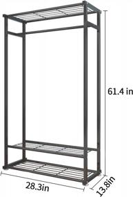 img 2 attached to UDEAR Black Metal Freestanding Garment Rack Storage Organizer With 2 Shelves For Clothes, Shoes, Bags And Overcoat - Entryway Room Space Saving