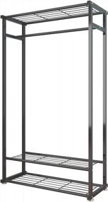 img 3 attached to UDEAR Black Metal Freestanding Garment Rack Storage Organizer With 2 Shelves For Clothes, Shoes, Bags And Overcoat - Entryway Room Space Saving