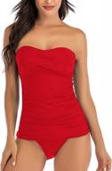 flatter your figure with shuangyu women's twist front tankini set - tummy control and mid waist briefs logo