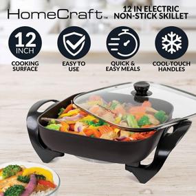 img 3 attached to HomeCraft HCSK12BK 12-Inch Electric Non-Stick Skillet: Perfect For Healthy Keto & Low Carb Diets, Cauliflower Rice & Eggs!