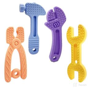 img 2 attached to 🔨 Safe and Fun Silicone Baby Chew Toy Set for Teething Babies: Hammer Wrench Shaped Teething Toys for 0-12 Months, BPA Free, Freezer Friendly - 4 Pcs