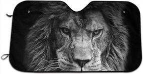 img 4 attached to Cool Lion Car Windshield Sun Shade - Universal Fit, Keep Your Vehicle Cool Up To 51.2" X 27.5"!