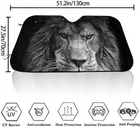 img 3 attached to Cool Lion Car Windshield Sun Shade - Universal Fit, Keep Your Vehicle Cool Up To 51.2" X 27.5"!