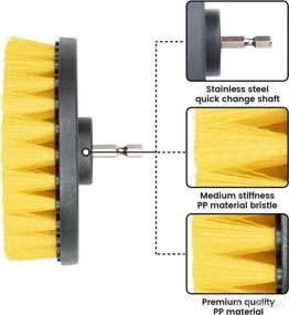 img 3 attached to Powerful 3-Piece BoardX Drill Brush Set for All Surface Cleaning – Dirt and Stain Removal for Carpets, Toilets, Floors, Bathtubs, Bathroom Corners, Kitchens, BBQ Grills, and Grout – Includes Yellow Replacement Brush Head