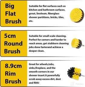 img 2 attached to Powerful 3-Piece BoardX Drill Brush Set for All Surface Cleaning – Dirt and Stain Removal for Carpets, Toilets, Floors, Bathtubs, Bathroom Corners, Kitchens, BBQ Grills, and Grout – Includes Yellow Replacement Brush Head