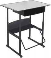 📚 safco products alphabetter adjustable-height desk: 36"w x 24"d premium desktop with book box and swinging footrest bar- boost productivity and comfort! logo