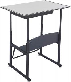 img 3 attached to 📚 Safco Products AlphaBetter Adjustable-Height Desk: 36"W x 24"D Premium Desktop with Book Box and Swinging Footrest Bar- Boost Productivity and Comfort!
