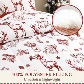 img 1 attached to Exclusivo Mezcla Christmas Comforter Set Queen Size, Reversible White And Rust Red Down Alternative Comforter Sets, Printed With Christmas Reindeer Wreaths Pattern, For Holiday Decoration And Gifts