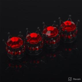 img 2 attached to OTOSTAR Pure Handmade Bling Bling Rhinestones Tire Valve Stem Caps 4 Pack (Black/Red)