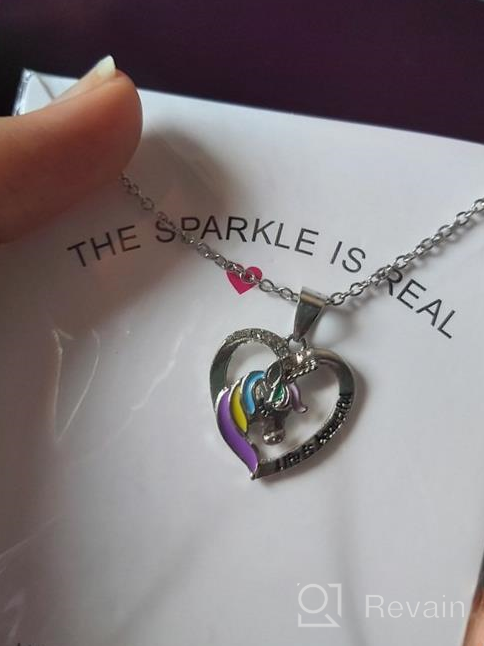 img 1 attached to 🌈 Girls' Unicorn Necklace with Enchanting Message - Adorable Birthday Jewelry review by Alisha Powell