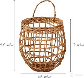 img 2 attached to 🧺 HyakuOku Onion Basket: Ручная плетеная корзина из ротанга для повески на стену для оформления бохо-кухни и хранения дома - винтажный шик богемного дизайна - набор из 2 маленьких корзин с ручками.