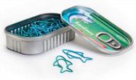 sardine fish shaped paper clips: 30 count in decorative tin box logo