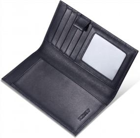 img 1 attached to Premium Italian Calfskin Checkbook Cover & Card Holder With Divider - Soft Leather In Chic Black
