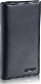 img 3 attached to Premium Italian Calfskin Checkbook Cover & Card Holder With Divider - Soft Leather In Chic Black
