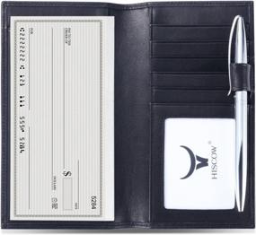 img 4 attached to Premium Italian Calfskin Checkbook Cover & Card Holder With Divider - Soft Leather In Chic Black