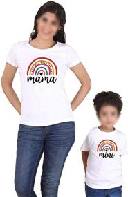 img 4 attached to Stylish Rainbow Mothers Matching Outfits: White 🌈 Mini Girls' Clothing - Trendy Tops, Tees & Blouses