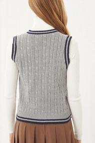 img 2 attached to FASHION BOOMY Women'S Knit Sweater Vest - Cable Argyle V Neck Top Knitwear