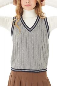 img 4 attached to FASHION BOOMY Women'S Knit Sweater Vest - Cable Argyle V Neck Top Knitwear