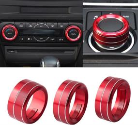 img 4 attached to 🔴 Mazda 3 6 CX-5 CX-9 Car Interior Accessories: CARFIB Aluminum Alloy Red 3 Pack