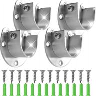 4pcs silver heavy duty closet rod bracket support with screws 1-1/3" u shape stainless steel socket holders for closet pole logo
