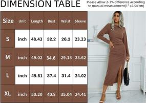 img 1 attached to TEMOFON Women'S Long Sleeve Dresses Casual Bodycon Dress Crew Neck Ruched Midi Dress With Slit S-XL