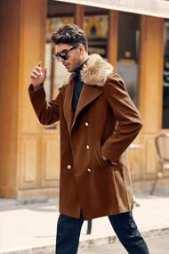 img 2 attached to Men'S Long Winter Trench Coat With Removable Faux Fur Collar - Double Breasted Business Topcoat And Pea Coat For Style And Warmth
