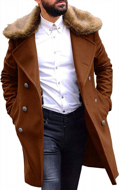 PASLTER Men's Classic Business Pea Coat