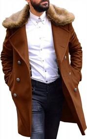 img 4 attached to Men'S Long Winter Trench Coat With Removable Faux Fur Collar - Double Breasted Business Topcoat And Pea Coat For Style And Warmth