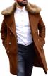 men's long winter trench coat with removable faux fur collar - double breasted business topcoat and pea coat for style and warmth logo