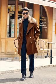 img 3 attached to Men'S Long Winter Trench Coat With Removable Faux Fur Collar - Double Breasted Business Topcoat And Pea Coat For Style And Warmth