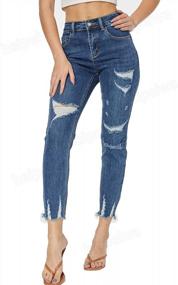 img 3 attached to Women'S Distressed Jeans - Ripped Hole Destroyed Raw Hem Jean Boyfriend Cool Denim Pants By Heipeiwa