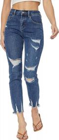 img 4 attached to Women'S Distressed Jeans - Ripped Hole Destroyed Raw Hem Jean Boyfriend Cool Denim Pants By Heipeiwa