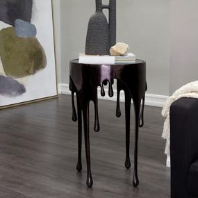 img 3 attached to Stylish Aluminum Drip Accent Table With Melting Designed Legs And Shaded Glass Top