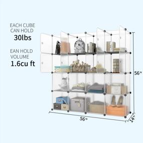 img 2 attached to Modular Storage Cubes With Doors And Metal Panels - 16 Cube Units For Clothes And Bookshelf Organization - Stable And Portable Room Organizer By MAGINELS