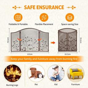 img 1 attached to WICHEMI 3-Panel Fireplace Screen: A Durable And Stylish Babyproof Barrier